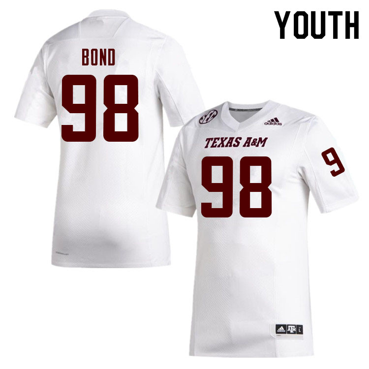 Youth #98 Randy Bond Texas A&M Aggies College Football Jerseys Sale-White